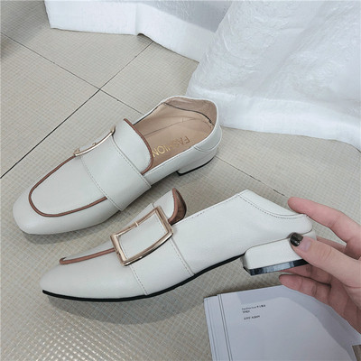 Pantofi casual dama din piele ecologica cu catarama alb-negru