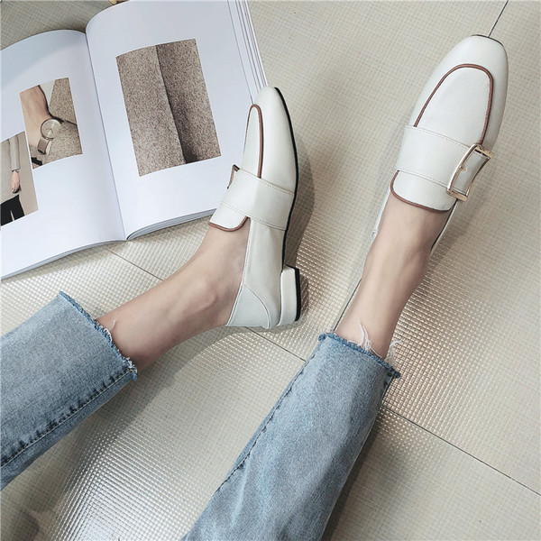 Pantofi casual dama din piele ecologica cu catarama alb-negru