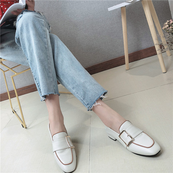 Pantofi casual dama din piele ecologica cu catarama alb-negru