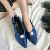 NOI pantofi eleganti de dama cu paiete si perla in doua culori