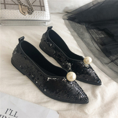 NOI pantofi eleganti de dama cu paiete si perla in doua culori