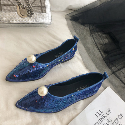 NOI pantofi eleganti de dama cu paiete si perla in doua culori