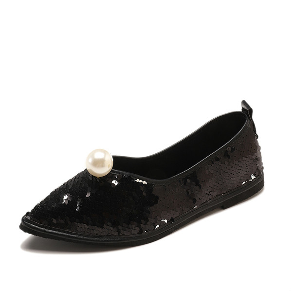 NOI pantofi eleganti de dama cu paiete si perla in doua culori