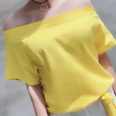 Bluză scurtă de damă modernă cu mâneci căzute în mai multe culori