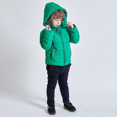 Детско зимно яке за момчета с качулка в зелен цвят