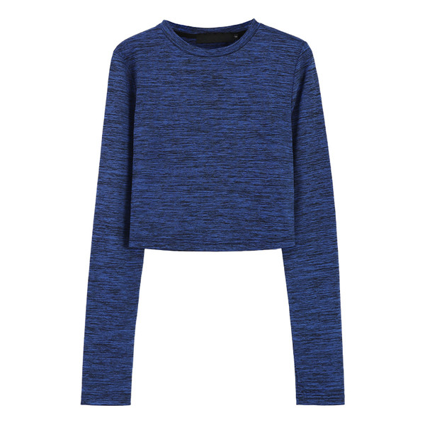 Γυναικεία κοντή μπλούζα σε μπλε χρώμα