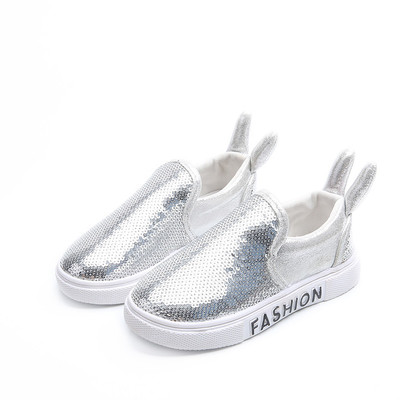 Детски ежедневни обувки за момиче с пайети и 3D декорация в три цвята