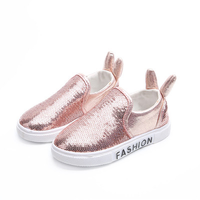 Детски ежедневни обувки за момиче с пайети и 3D декорация в три цвята