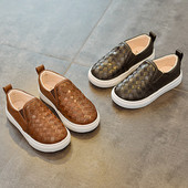 Pantofi copii din piele ecologica de culoare negru si maro potriviti pentru baieti si fete