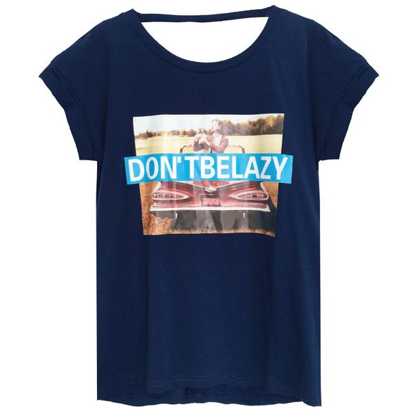 Μοντέρνα γυναικεία μπλούζα σε μπλε χρώμα με ανοικτή πλάτη