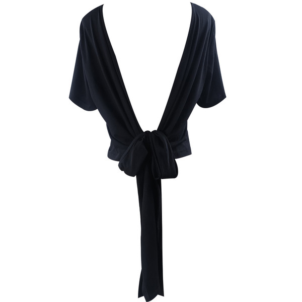 Bluză de damă modernă în două culori, cu spatele în formă de V