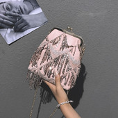 Стилна дамска чанта за през рамо с пайети