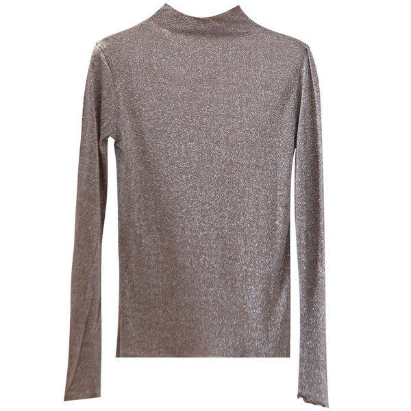 Bluza de dama eleganta cu guler semi-inalt in doua culori