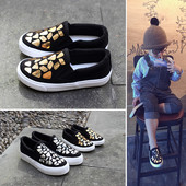 Mocasini moderni pentru copii pentru o fata in negru