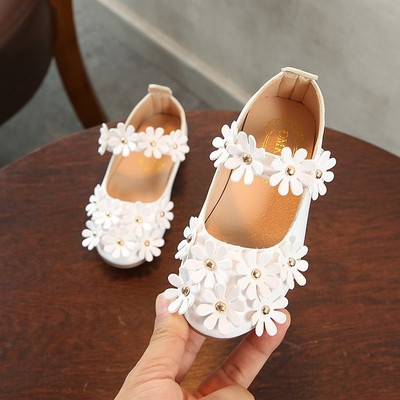 Pantofi copii pentru fete din piele ecologica cu decor floral 3D in trei culori