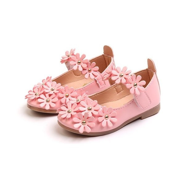 Pantofi copii pentru fete din piele ecologica cu decor floral 3D in trei culori