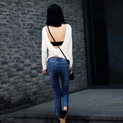 Елегантна дамска блуза с ефектен гръб в два цвята