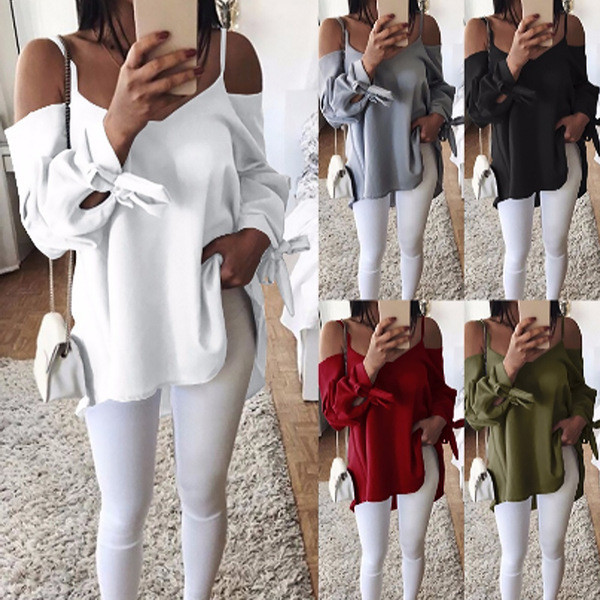 Модерна дамска блуза с отворени  рамене  в няколко цвята 