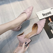 Стилни дамски обувки с прозрачни елементи в два цвята - заострен модел