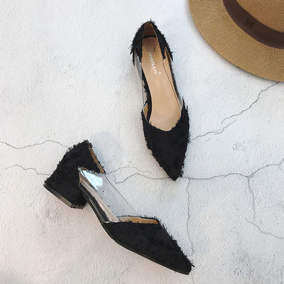 Стилни дамски обувки с прозрачни елементи в два цвята - заострен модел