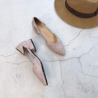 Стилни дамски обувки с прозрачни елементи в два цвята - заострен модел