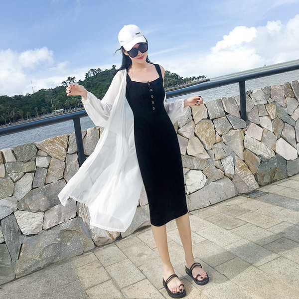 Дамска ежедневна рокля с копчета в черен цвят