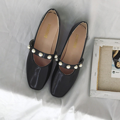 Ежедневни дамски обувки от еко кожа с перли в три цвята