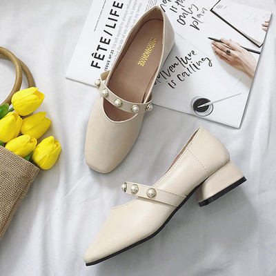 Ежедневни дамски обувки от еко кожа с перли в три цвята