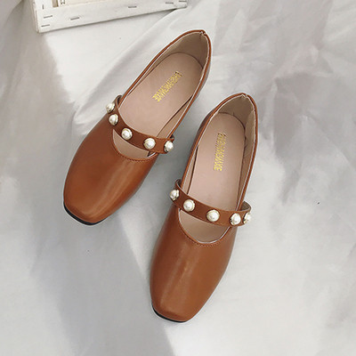 Ежедневни дамски обувки от еко кожа с перли в три цвята