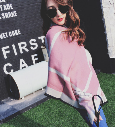 Női sál három színben szalagos elemmel