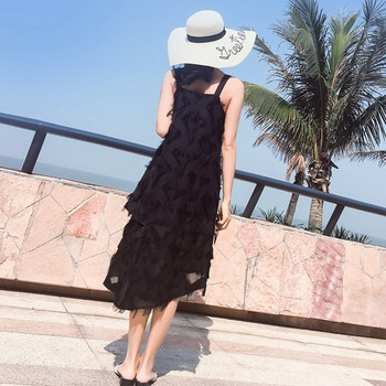 Μοντέρνο γυναικείο φόρεμα σε λευκό και μαύρο χρώμα