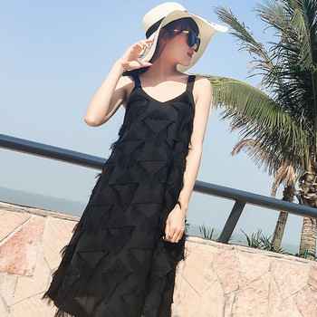 Μοντέρνο γυναικείο φόρεμα σε λευκό και μαύρο χρώμα