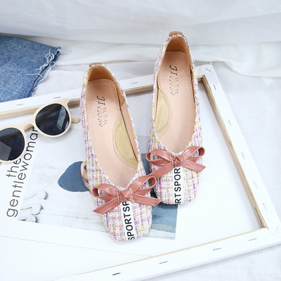 Pantofi de damă cu panglici și inscripție în două culori