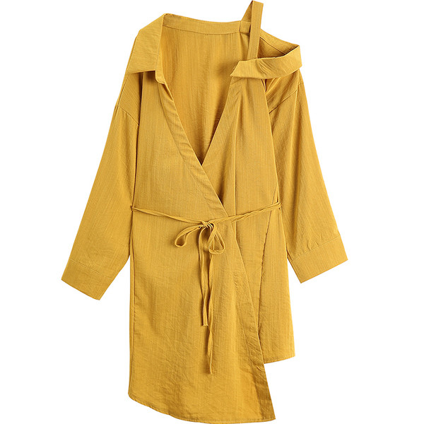 Γυναικείο φόρεμα με μακρύ μανίκι και πτώση ώμου