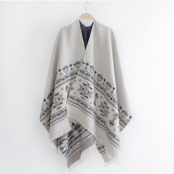 Női pamut poncsó szürke színben