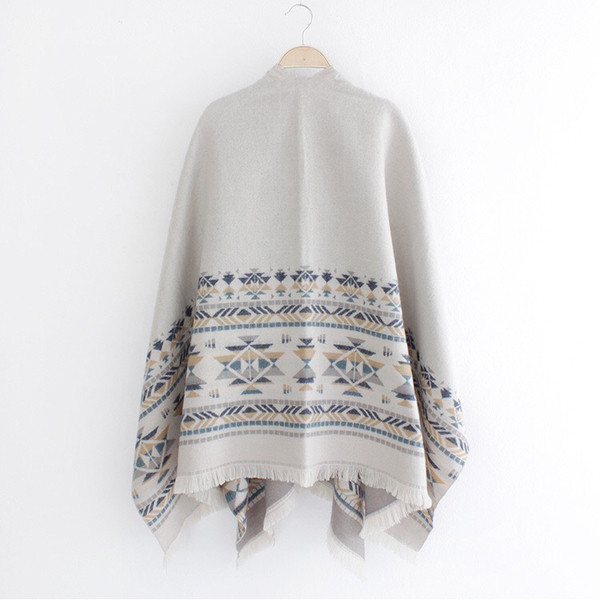 Női pamut poncsó szürke színben