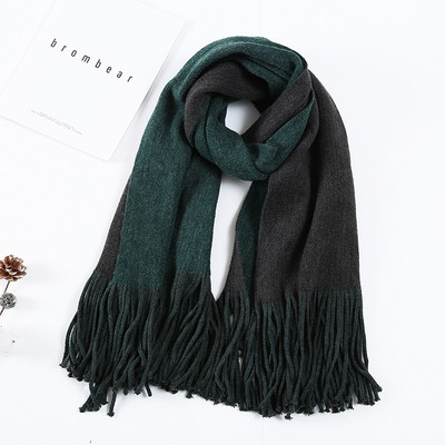 Esarfa de dama bicolor din bumbac cu franjuri