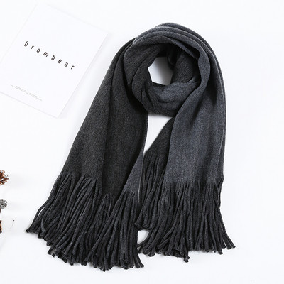 Esarfa de dama bicolor din bumbac cu franjuri