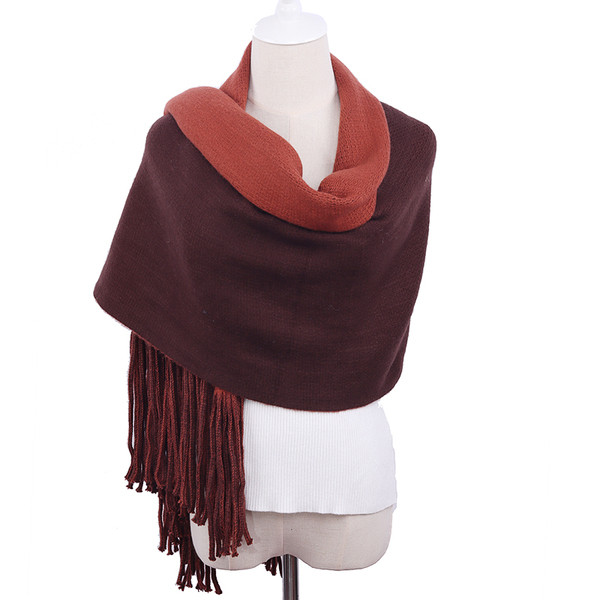 Kéttónusú női pamut sál rojtokkal
