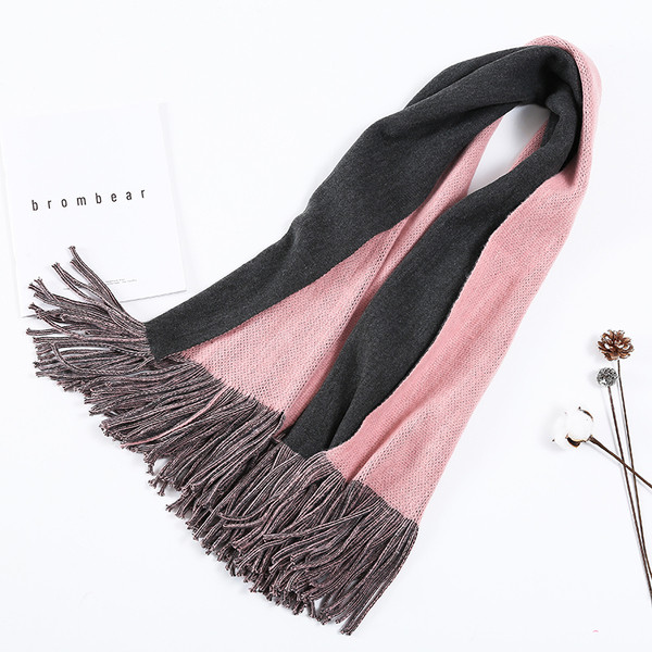 Kéttónusú női pamut sál rojtokkal