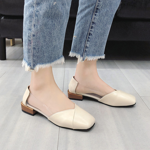 Stílusos női cipő átlátszó elemekkel, két színben