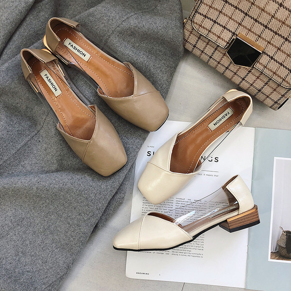 Stílusos női cipő átlátszó elemekkel, két színben