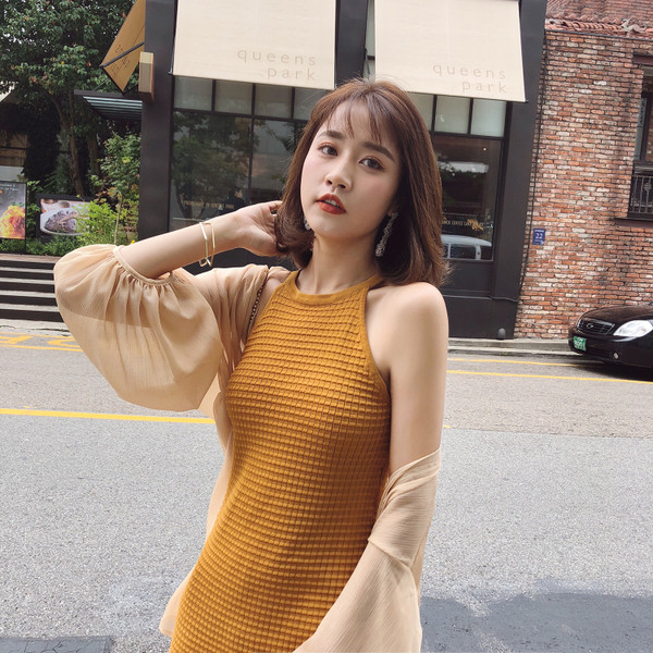 Ежедневна дамска рокля в цвят горчица