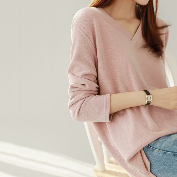 Κομψή γυναικεία μπλούζα με ντεκολτέ σε σχήμα V σε 3 χρώματα