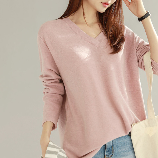 Κομψή γυναικεία μπλούζα με ντεκολτέ σε σχήμα V σε 3 χρώματα