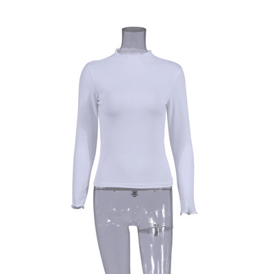 Bluză de damă modernă din bumbac cu guler în formă de O în mai multe culori