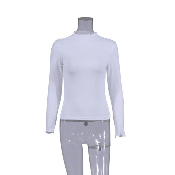 Bluză de damă modernă din bumbac cu guler în formă de O în mai multe culori