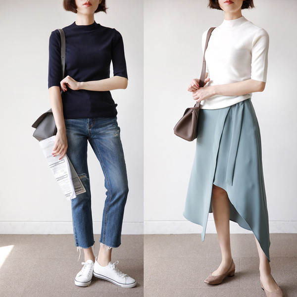 Γυναικεία πουλόβερ με ημι-κολάρο σε 7 χρώματα