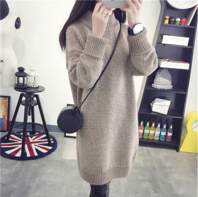 Стилен дамски пуловер с висока яка  в няколко цвята 