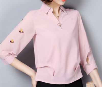 Cămașă de damă elegantă cu broderie în patru culori